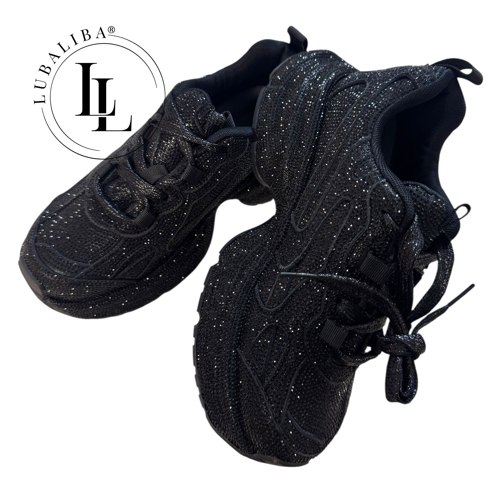 Damen Sneaker mit Glitzer-Effekt – Schwarz
